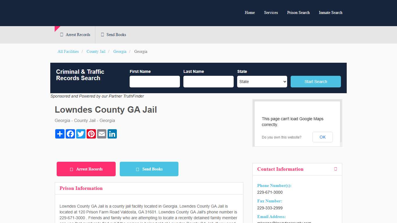 Lowndes County GA Jail Inmate Search and Prisoner Info - Valdosta, GA