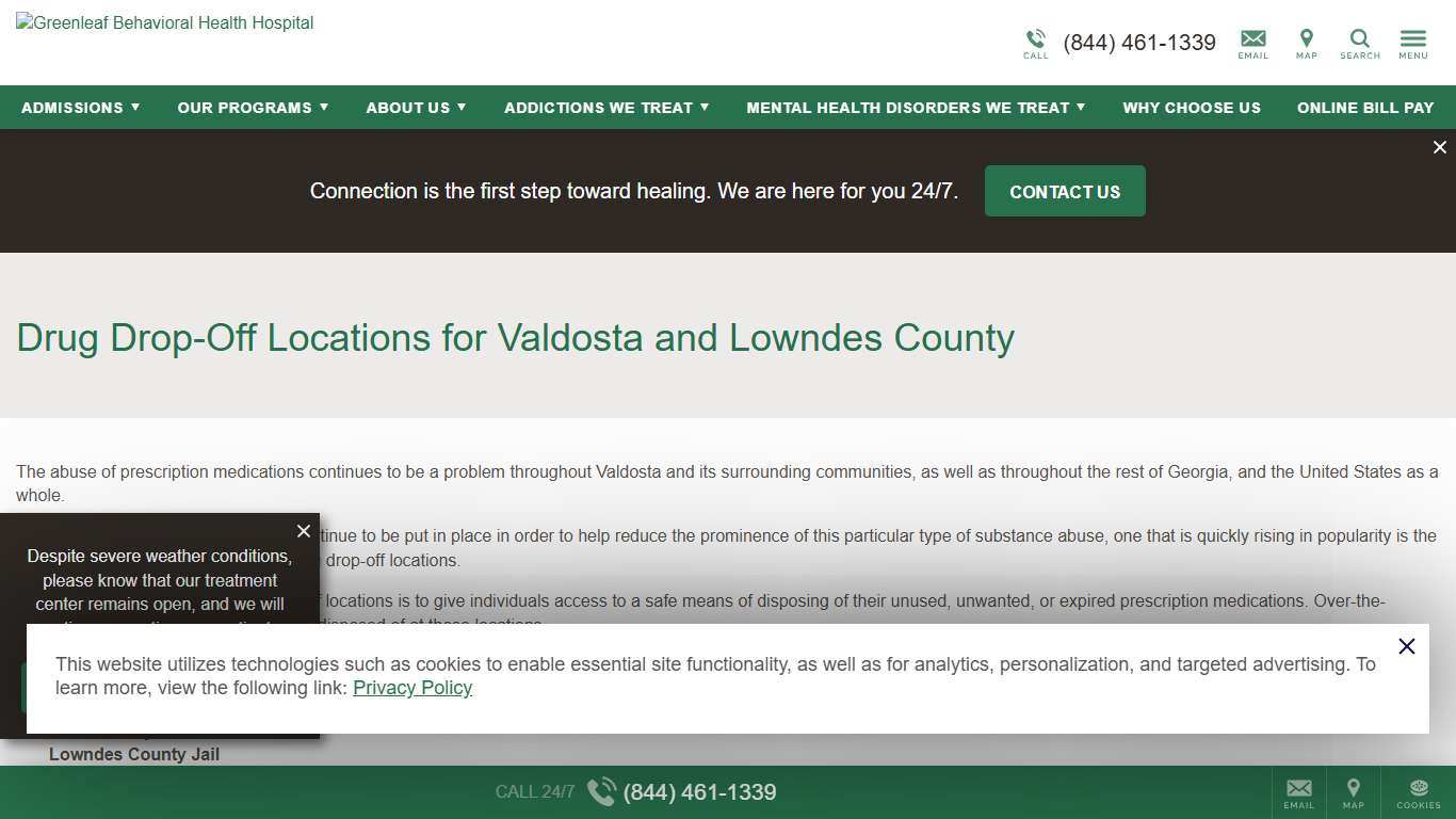 Drug Drop Off Locations for Valdosta and Lowndes County & Think About It Campaign Greenleaf Behavioral Hospital
